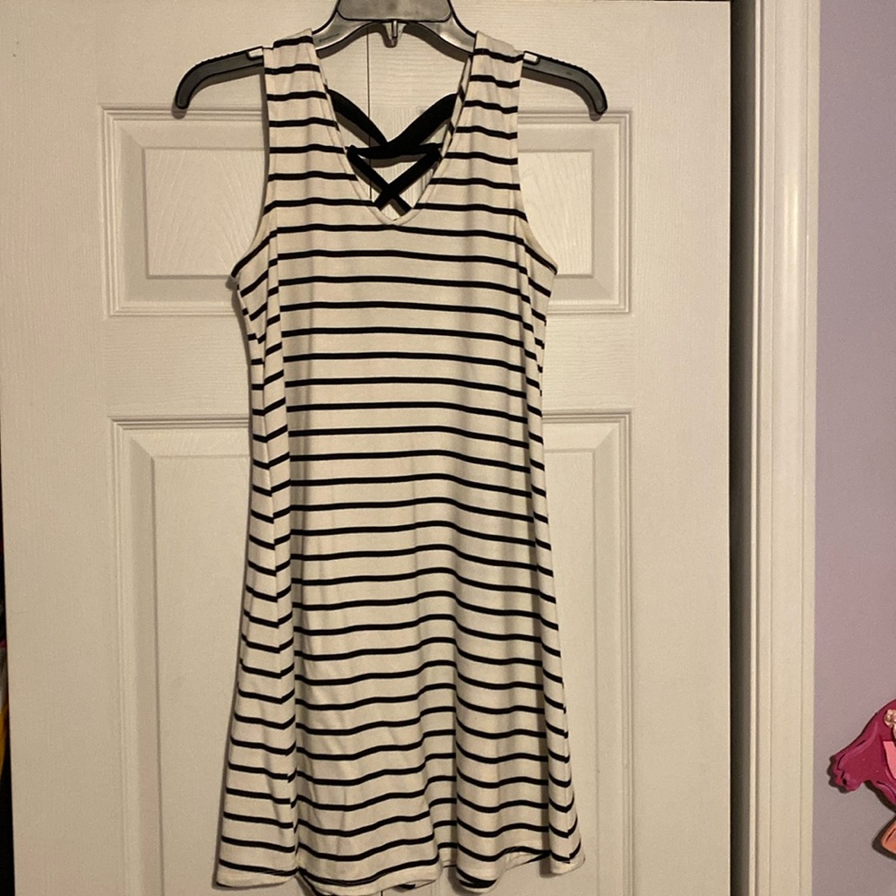 Black and White Dress with Lace-Up Back